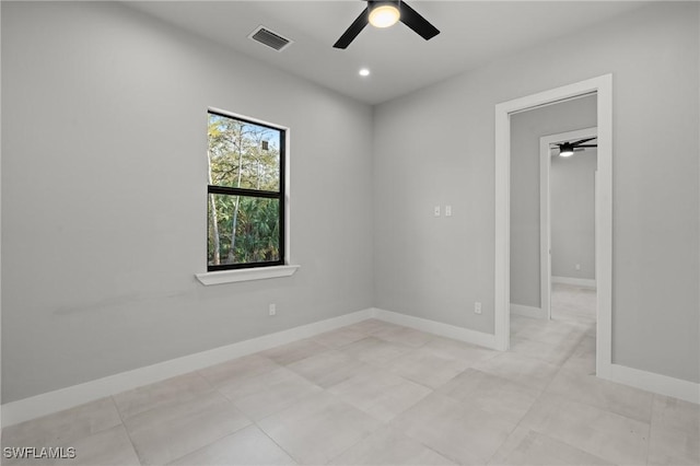 unfurnished room featuring ceiling fan