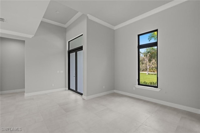 spare room with ornamental molding