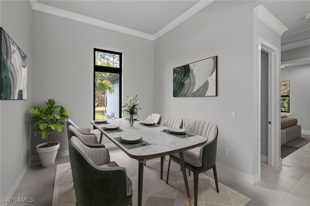 dining room with ornamental molding