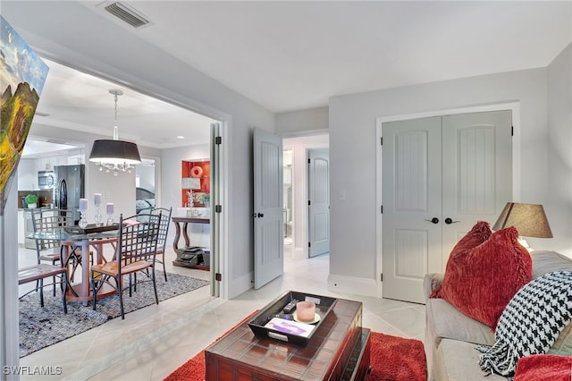 view of tiled living room