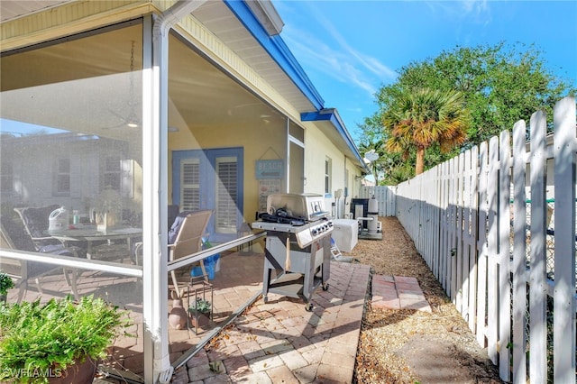 view of patio / terrace with a grill