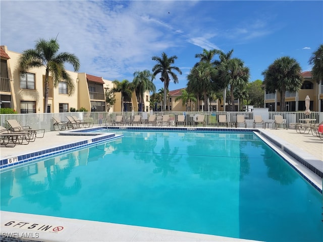 view of pool featuring a patio