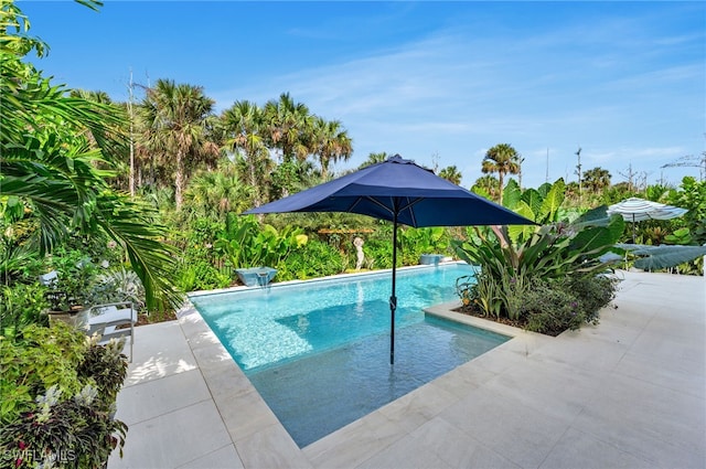 outdoor pool featuring a patio area