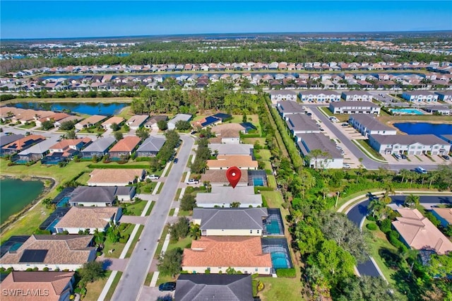 bird's eye view featuring a water view