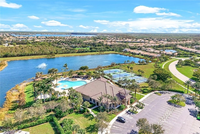 bird's eye view featuring a water view