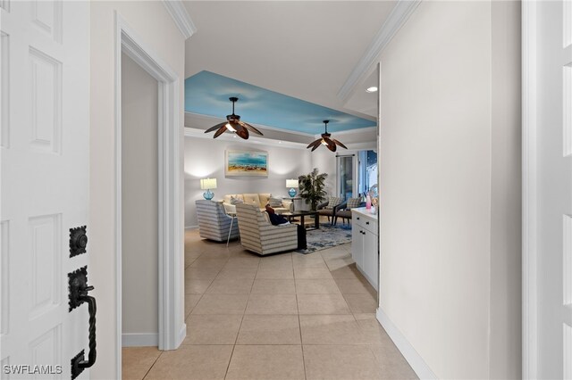 2000 Royal Marco Way Unit 2-407, Marco Island, FL 34145 - hall with crown molding, baseboards, and light tile patterned flooring