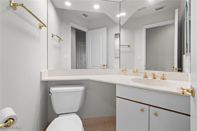 2000 Royal Marco Way Unit 2-407, Marco Island, FL 34145 - bathroom featuring toilet, tile patterned floors, vanity, and recessed lighting