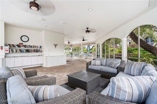 2000 Royal Marco Way Unit 2-407, Marco Island, FL 34145 - view of patio / terrace featuring outdoor lounge area, a ceiling fan, and an outdoor pool