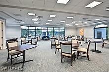 dining space with carpet