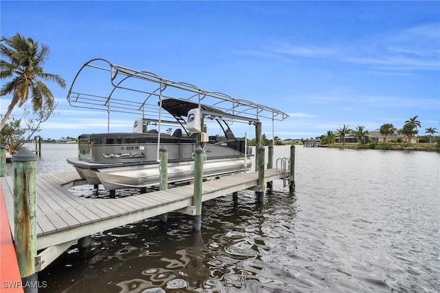 dock area featuring a water view and boat lift