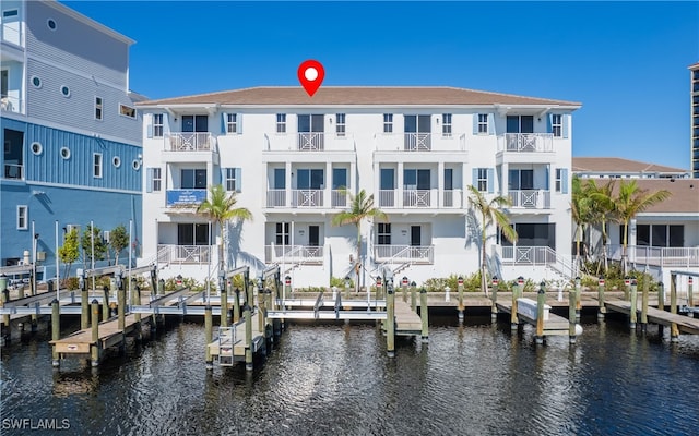 view of dock featuring a water view