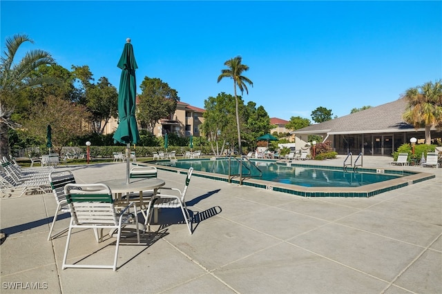 view of pool featuring a patio area