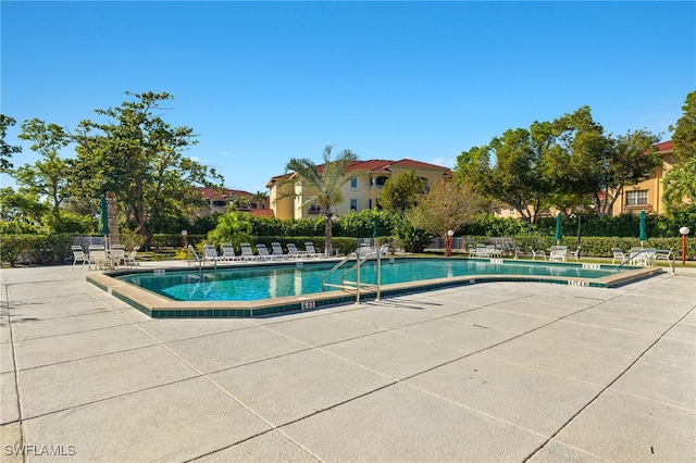 view of pool featuring a patio