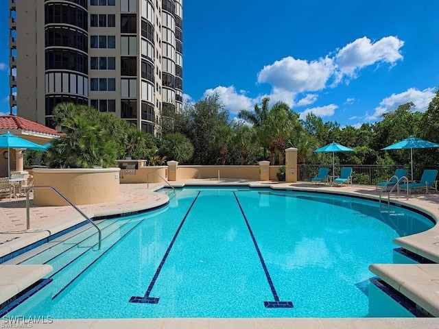 view of pool with a patio area