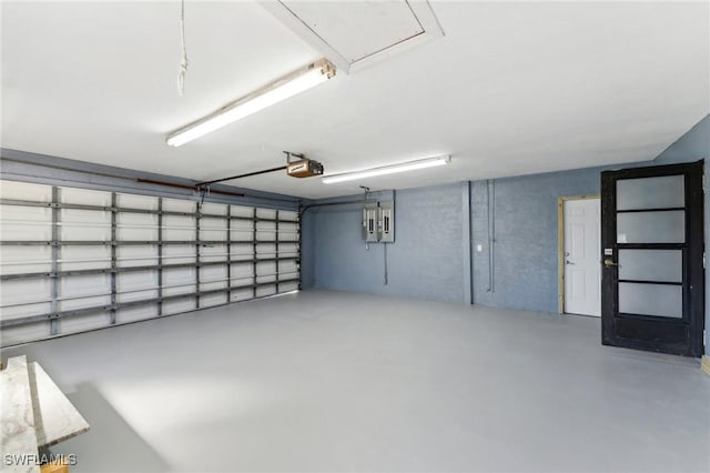 garage with a garage door opener