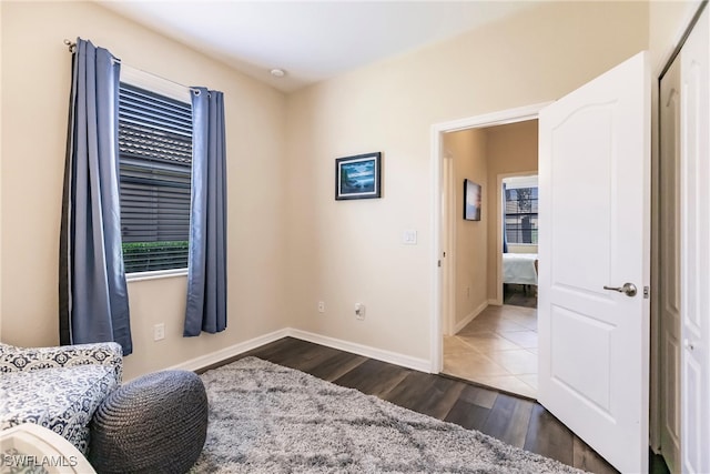 living area featuring dark hardwood / wood-style floors