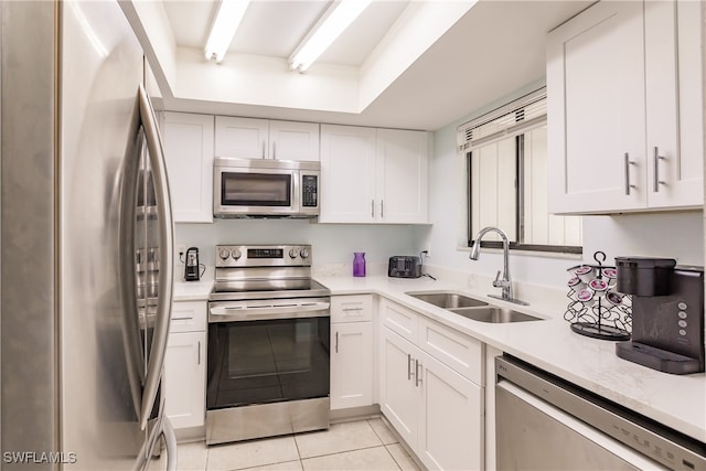 kitchen with white cabinets, sink, and stainless steel appliances