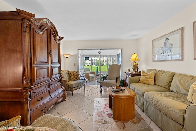 view of tiled living room