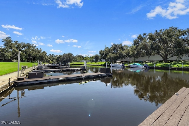 view of dock featuring a water view