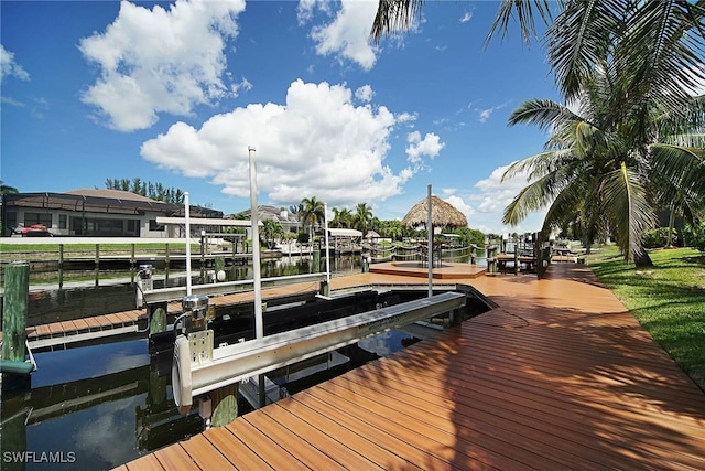 dock area featuring a water view