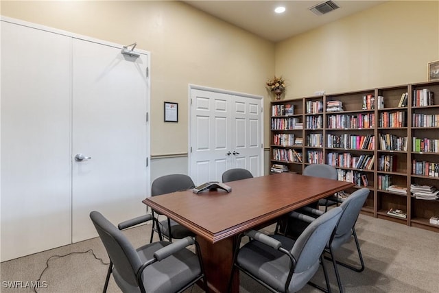 view of carpeted office space