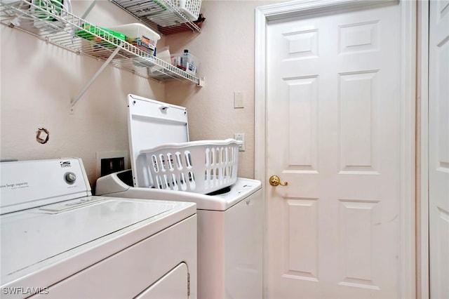 laundry room with washing machine and clothes dryer