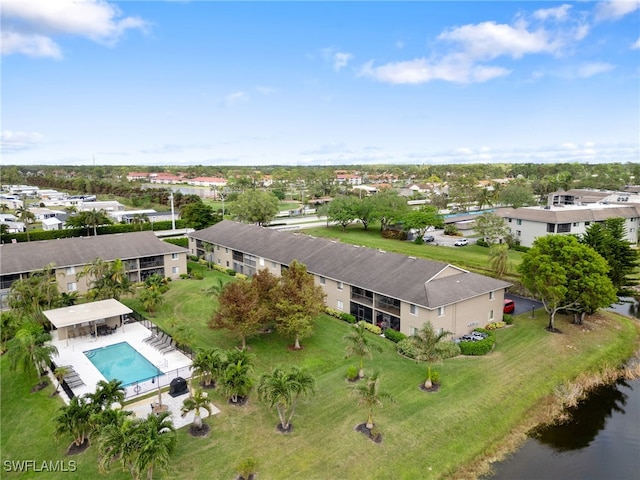 bird's eye view featuring a water view