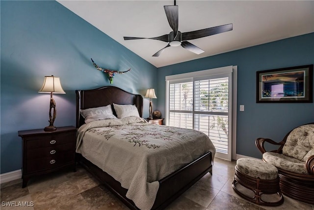 bedroom featuring ceiling fan