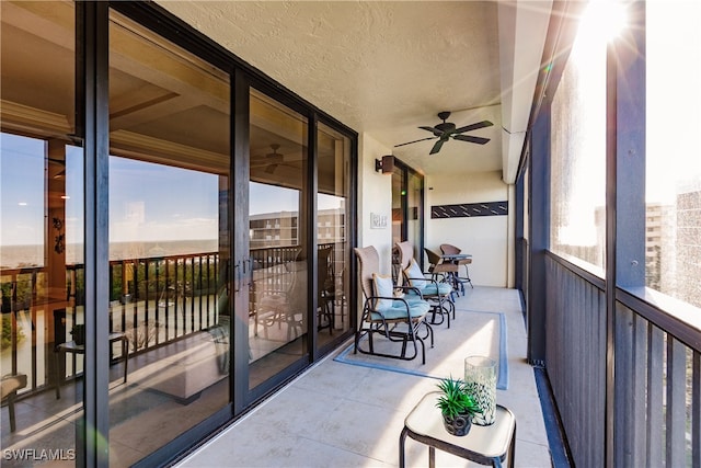 balcony with ceiling fan