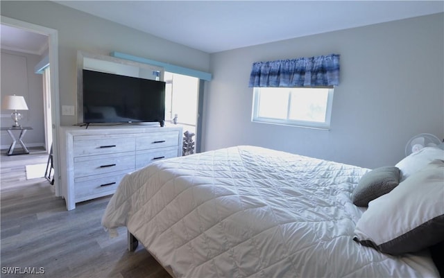 bedroom with hardwood / wood-style floors