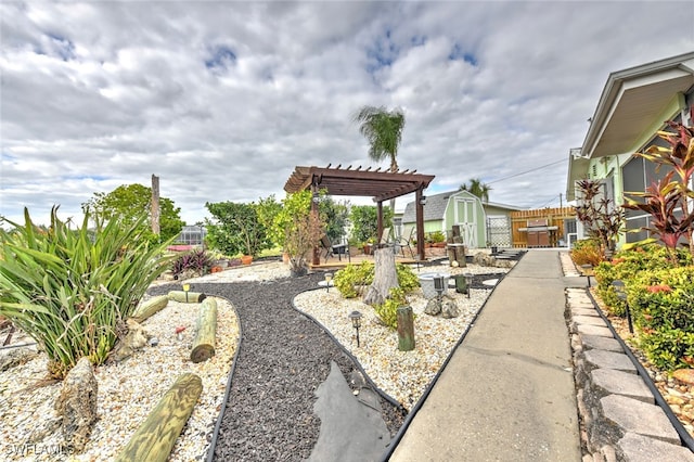 view of yard featuring a pergola