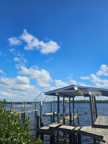 view of dock featuring a water view