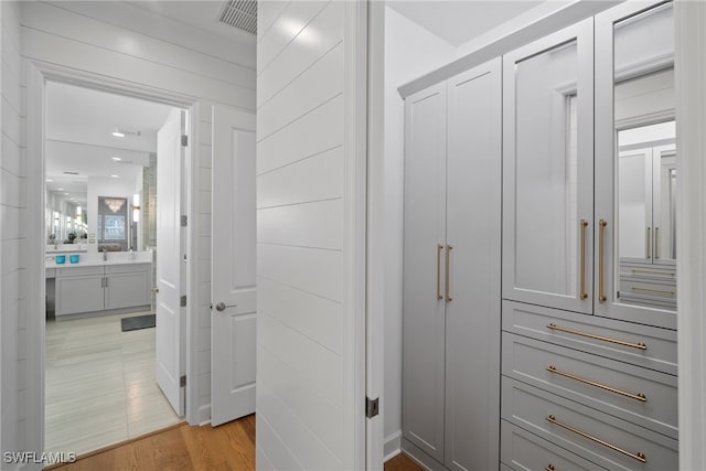 hall featuring light hardwood / wood-style flooring