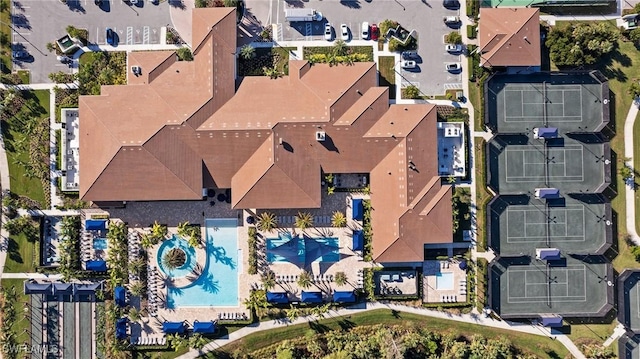 aerial view featuring a residential view