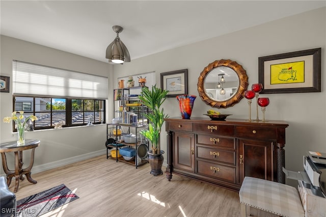 sitting room featuring light hardwood / wood-style flooring