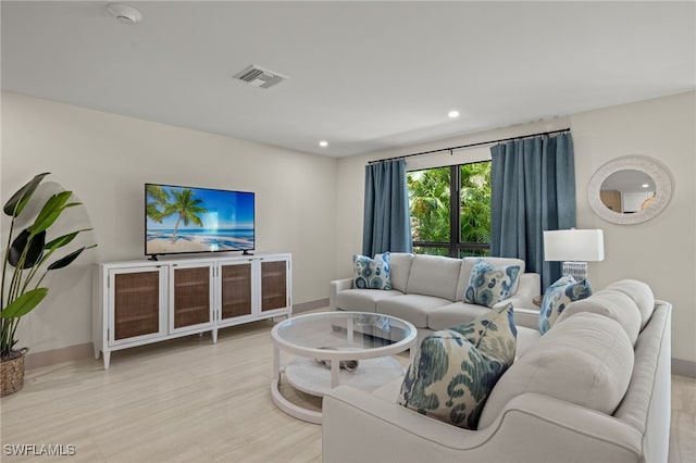 living room featuring light hardwood / wood-style flooring