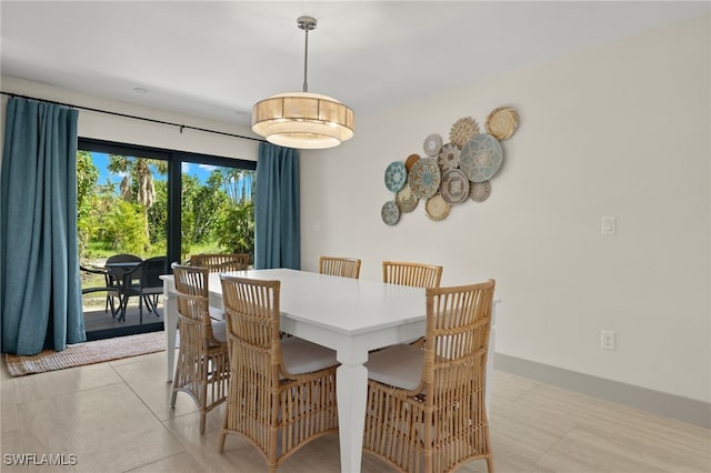 dining room with light tile patterned floors