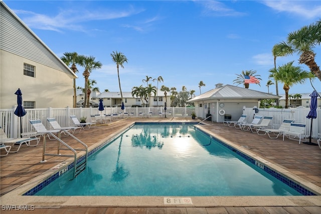 view of pool featuring a patio