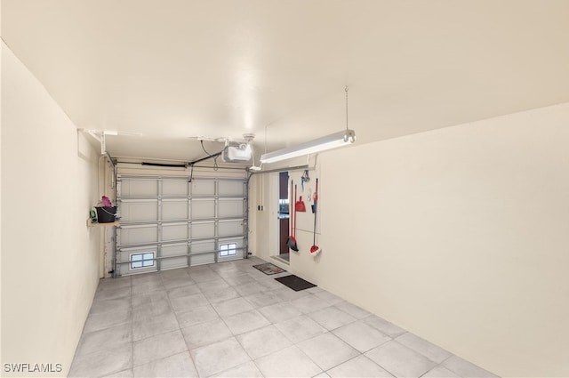 garage with a garage door opener