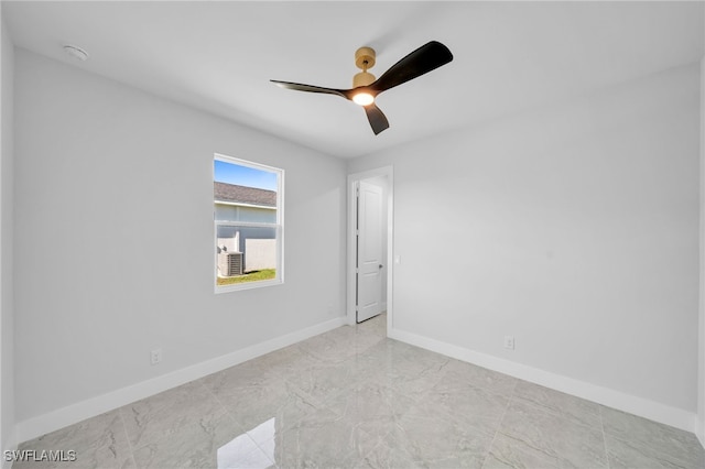 unfurnished room featuring ceiling fan