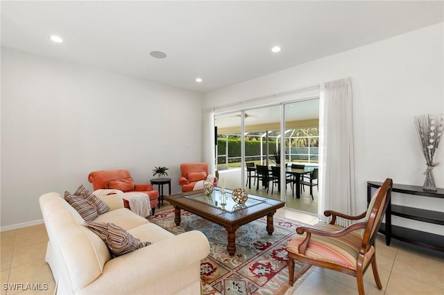 view of tiled living room