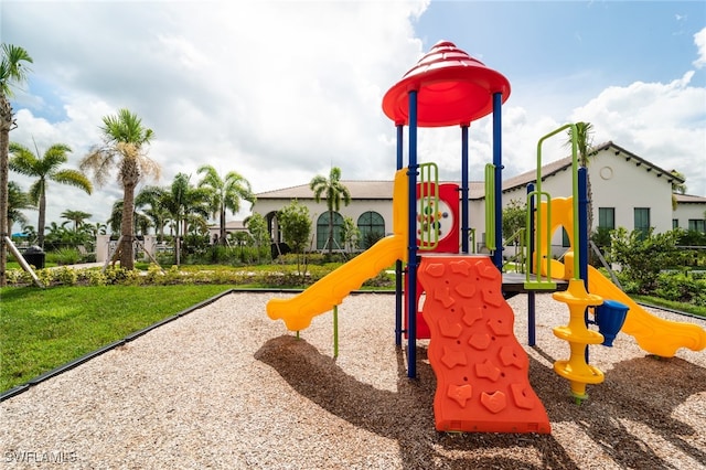 view of play area featuring a yard