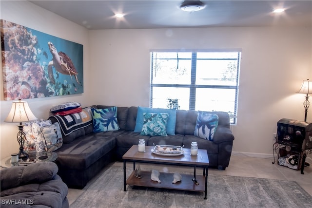 view of tiled living room