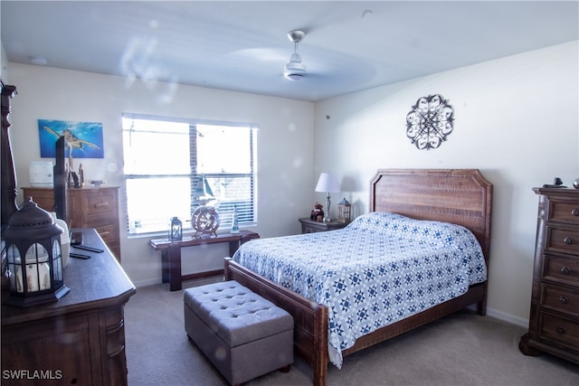 bedroom with carpet and ceiling fan