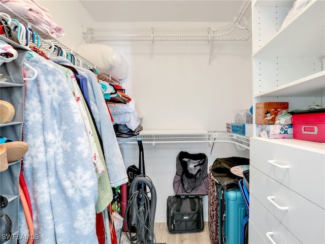 walk in closet featuring hardwood / wood-style flooring