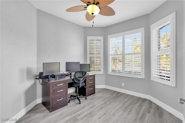 3930 24th Ave SE, Naples, FL 34117 - office featuring light wood finished floors, baseboards, and ceiling fan