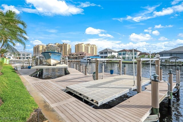 dock area featuring a water view