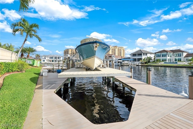 dock area featuring a water view