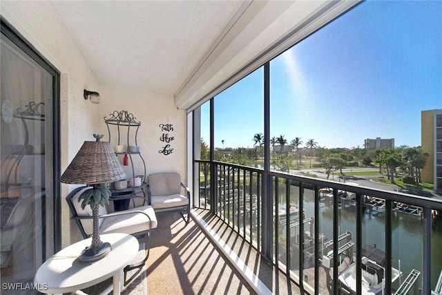 balcony with a water view