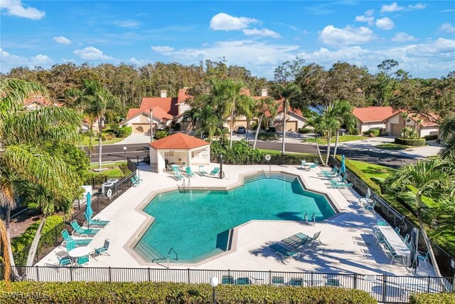 view of swimming pool featuring a patio area